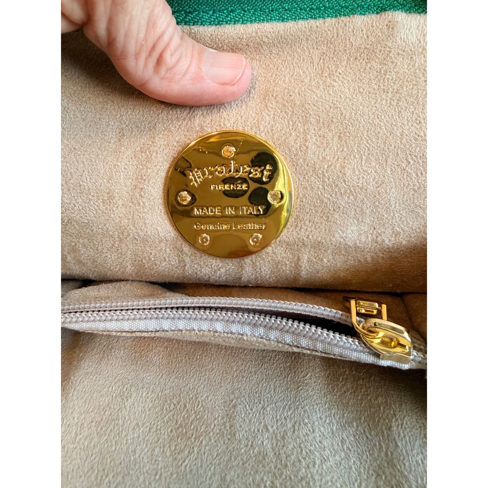 Pratesi Firenze Green Croc Embossed Leather Crossbody Bag Made in Italy - Picture 5 of 13